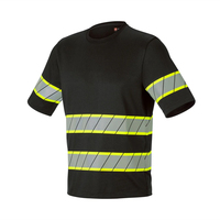 T-shirts de travail haute visibilité noirs à manches courtes/longues avec bandes réfléchissantes – Uniforme de sécurité