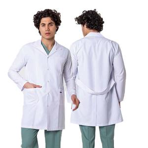 ชุดยูนิฟอร์มโรงพยาบาลผ้าสแปนเด็กซ์ชุดเสื้อโค้ทแลปทอลายทแยงสีขาวผลิตจากจีน - Product Image 4