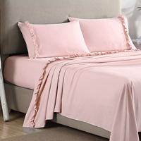 Parure de draps doux 4 pièces en microfibre de polyester facile d'entretien pour hôtel, tailles Queen et King, vente en gros