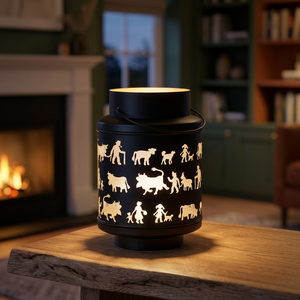 Modern Silver Metal LED <b>Round</b> Lantern Decorative <b>Table</b> Lantern Animal Cutout Design Indoor <b>Outdoor</b> Home Decoration Light Holder - Product Image 3