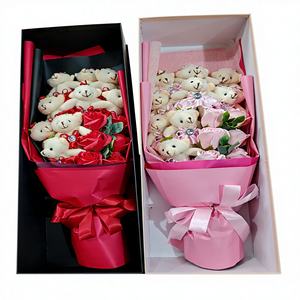 Bellissimo Regalo di San Valentino, Peluche Morbido Imbottito, Bouquet di Orsacchiotti Decorativi, Scatole con Bouquet di Fiori in Peluche Cartoon Carini - Product Image 1