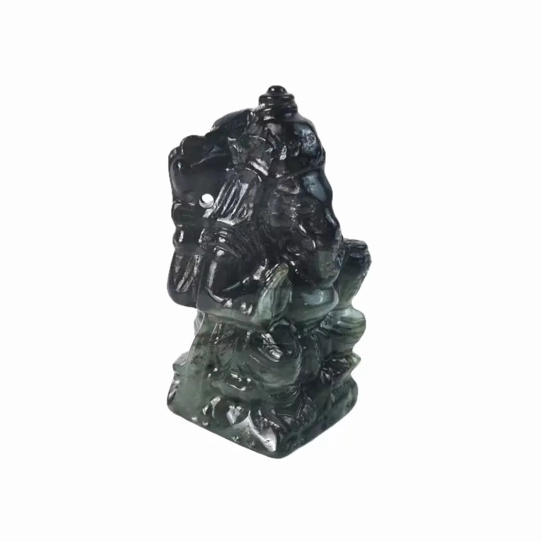 Doğal kristal el oyma güzel Labradorite Ganesha ev dekorasyon için