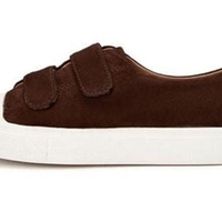 Mode personnalisée Baskets pour enfants à 2 bretelles en tissu marron Chaussures décontractées