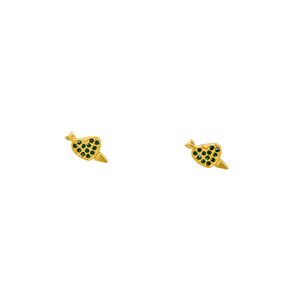Fashion <b>Stud</b> <b>Earrings</b> Heart Shape Green Stones PVD Gold Plated 316L Stainless Steel Sustainable Resistant Jewelry - Product Image 1