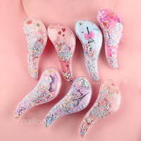 Brosse à cheveux pour petites filles avec confettis scintillants, démêloir doux à poils souples pour cheveux mouillés, ensemble de massage pour bébés et enfants, coiffure