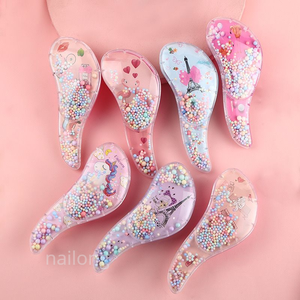 Brosse à cheveux pour petites filles avec confettis scintillants, démêloir doux à poils souples pour cheveux mouillés, ensemble de massage pour bébés et enfants, coiffure - Product Image 2