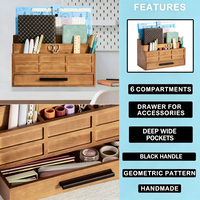Organisateur de bureau en bois avec tiroir, organiseur de factures et de courrier, porte-documents pour fournitures de bureau, accessoires de bureau