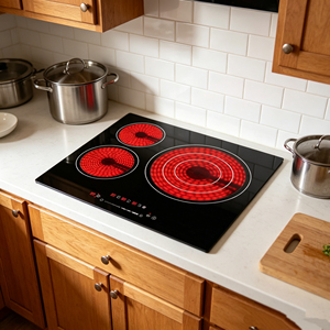 Table de cuisson électrique <span class=keywords><strong>radiant</strong></span> intelligente à 3 zones 6600W, plaque <span class=keywords><strong>vitrocéramique</strong></span> encastrable pour usage domestique et hôtelier - Product Image 6