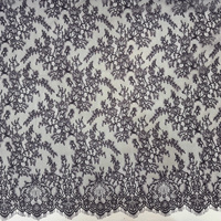 Dentelle française de qualité supérieure YY, dentelle florale 100% nylon noire brodée, dentelle à cils pour robes de femmes