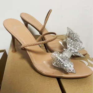 Zapatos de Tacón Alto de Lujo para Mujer, Zapatos de Fiesta y Boda, Sandalias de Verano con Tira Trasera y Tacón Alto y Fino con Pedrería, Venta al por Mayor - Product Image 6