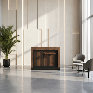Mostrador de Recepción de Diseño Moderno y Lujoso con Paneles de Madera Ajustables en Altura, Muebles Comerciales para Hotel, Centro Comercial, Taller, Oficina, Fábrica, Barbería - Product Image 3