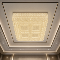 Lustre en cristal sur mesure, rectangulaire, grand, luxueux, pour hôtel commercial
