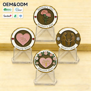 Moneda Conmemorativa Personalizada de Aleación de Zinc, Cobre, Latón y Bronce Vintage Única con Diseño de Corazón Esmaltado para el Día de la Madre, Amorosa Mamá - Product Image 2