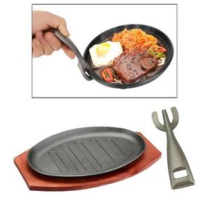 Padella Classica Ovale <span class=keywords><strong>in</strong></span> <span class=keywords><strong>Ghisa</strong></span> Pretrattata Eco-Friendly per Bistecche e Piatti Sfrigolanti, Certificata CE, per Gas e Induzione - Product Image 2