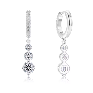 Venta al por mayor de fábrica: Pendientes de aro colgantes de moissanita para mujer, de plata de ley S925 con baño de oro de 18K, a la moda. - Product Image 1