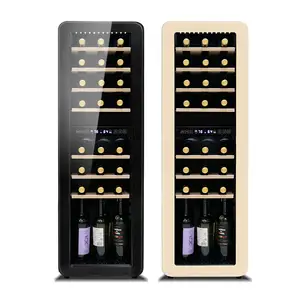 15 Inch 27 Bottles Glass Wine Cooler Dispenser Fridge Plastic Retro Celler Wine and Beverage Coolers 7 Beech Wood Shelves