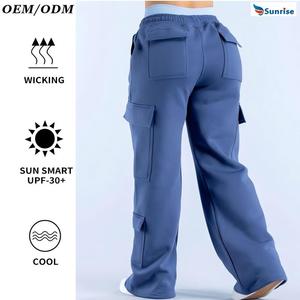 Pantaloni Cargo da <span class=keywords><strong>Donna</strong></span> 100% <span class=keywords><strong>Cotone</strong></span>, Traspiranti, Sportivi, con Gamba Larga e Vita Dritta, Stile Invernale con Logo - Product Image 2