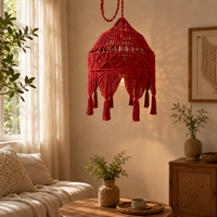 Abat-jour suspendu en macramé style bohème, housse de lampe à pampilles tissée pour la décoration de salon et de la maison