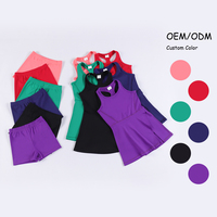 Conjunto Deportivo para Niñas de Secado Rápido y Elástico en 4 Direcciones, Pantalones Cortos con Cintura Elástica y Camiseta sin Mangas, Venta al Por Mayor (Certificado CPC)