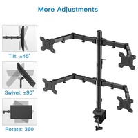Support de moniteur pour ordinateur portable à quatre bras avec portée 10 ''-27'' support de bras d'écran de bureau avec support de supports TV à base verrouillée