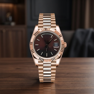 นาฬิกาดำน้ำแบบอนาล็อก Dateday สีโรสโกลด์น้ำตาล พร้อมโลโก้ Miyota S กลไก Seiko NH35 หน้าปัดแบบ MOD กันน้ำได้ - Product Image 2