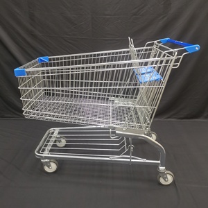 2025 El mejor carrito de compras de comestibles 270L Carrito de supermercado a la venta Supermercado de <span class=keywords><strong>metal</strong></span> de cuatro ruedas Precio de carrito de compras usado - Product Image 2