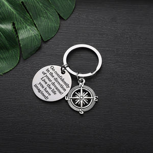 Cadeaux de remise des diplômes Citations inspirantes Allez en toute confiance dans la direction de vos rêves Boussole porte-clés de remise des diplômes en acier inoxydable - Product Image 4