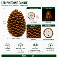 Bougie LED sans flamme en cire de paraffine sculptée en forme de pomme de pin - Décoration écologique pour la maison - Ornement de Noël