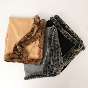 Winter new warm cold four sides tied wide skin otter rabbit hair shawl versatile fashion manufacturers spot customization