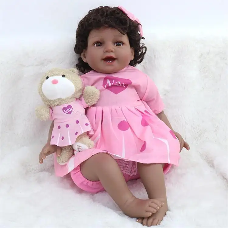 Wholesale factory price kids gift black girls doll set lifelike silicone reborn dolls