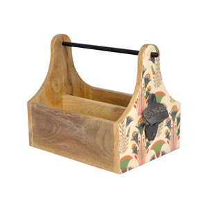 Double Tiers Wooden Beer <b>Crate</b> with Black Metal Handles Tabletop Bar Accessories for Beverage <b>Storage</b> Bottle Caddy Carrier - Product Image 1