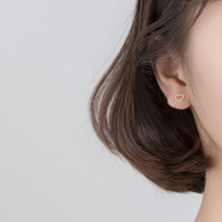Bijoux en argent sterling 925 véritable à 100%, jolies petites boucles d'oreilles simples en forme de cœur creux, perles brillantes, bouchons d'oreilles pour femmes