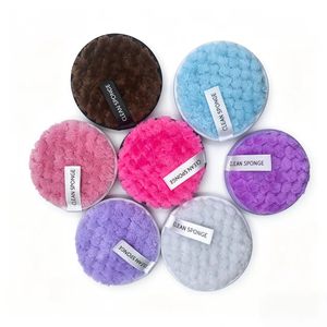<span class=keywords><strong>Éponge</strong></span> démaquillante double face en polaire corail à carreaux, forme ronde, lavable, pour le nettoyage du visage – Meilleure vente - Product Image 4