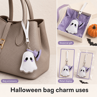 Colgante de cuero personalizado para Halloween con diseño de peluche, tamaño y patrón personalizables para compradores de marcas de etiqueta privada