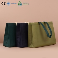 Sac en non-tissé de couleur unie personnalisé avec poignée renforcée cousue, sac de shopping simple pour l'emballage de vente au détail de la marque