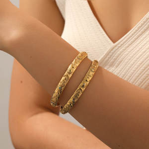 Luxury 316L Stainless Steel 14k 18k Pvd Gold Plated Fashion <b>Bracelet</b> & <b>Bangles</b> Zircon Celestial Open <b>Bangle</b> <b>Bracelet</b> for Women - Product Image 1