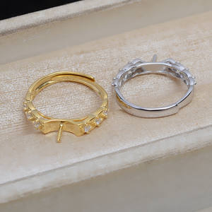 S925 Silver Open Ring JG5323 Large Pearl Accessories DIY Empty <b>Holder</b> for Women Fashion Rings 11-12-13 Sizes - Product Image 3