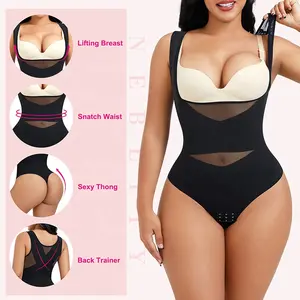 Push Up Chest Double Cross Sculpting Slim Body Shaper Bodysuit Thong Shapewear For Women Fajas Colombianas Shaper