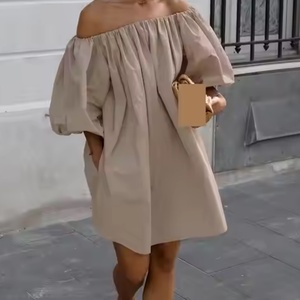 Vestido de Verano 2025 para Mujer, Etiqueta Personalizada, Casual, Sexy, de un Solo Hombro, 100% Lino y Algodón - Product Image 5