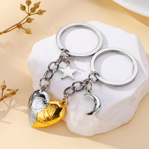 WOWEI dos almas un corazón llavero para pareja deseando piedra creativo a juego llavero relación joyería llavero - Product Image 2