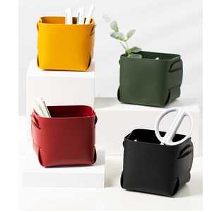 Wholesale Hot Sale New design Desktop Storage Folding Box PU Leather Folding Tray Portable Organizer