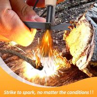 Kit de Démarrage de Feu d'Arc à Friction Primitif avec Tiges de Ferrocerium pour Activités de Camping en Plein Air et Survie, Outil d'Allumage à Pierre à Feu et Bois
