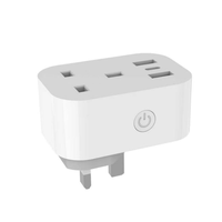 Tuya UK Dual Smart Plug 2 Soket Independen 2 USB 1 Tipe C Pengisian Cepat Bekerja dengan Alexa Google Timer Pengukur Daya