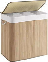 Panier à linge pliable en bambou Panier de rangement pour vêtements Panier de rangement en polyester avec poignée