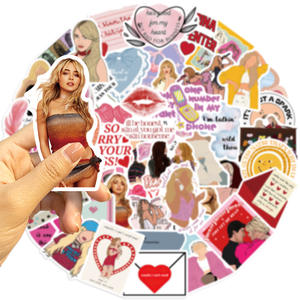 50 autocollants de graffiti de <span class=keywords><strong>Sabrina</strong></span> Carpenter à faire soi-même, autocollants de dessin animé pour guitare, ordinateur portable, coque de téléphone, bagages, journal, décoration, autocollant imperméable, cadeau - Product Image 1