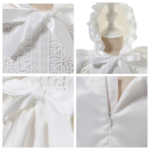 Vestido de bautismo de encaje blanco elegante personalizado <span class=keywords><strong>para</strong></span> niñas, <span class=keywords><strong>vestidos</strong></span> de <span class=keywords><strong>bautizo</strong></span> con gorro, sesiones de fotos de bebés recién nacidos, ropa de cumpleaños - Product Image 2