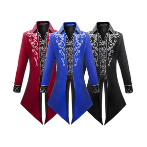 Cappotto da uomo lungo Punk di Halloween con corte a coda di rondine retrò rinascimentale medievale cappotto elegante da palcoscenico - Product Image 1