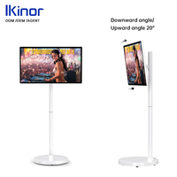 Moniteur tactile portable blanc de 24 pouces Full HD avec roulettes, support de tablette TV intelligent pour la maison