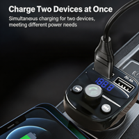 Chargeur de voiture double USB X10 de haute qualité 3.1A avec transmetteur FM Bluetooth 5.0 et appels mains libres, adaptateur de charge rapide PD pour téléphone de voiture