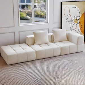 कारखाना मॉड्यूलर घुमावदार संपीड़ित सोफे टोफू क्यूब आधुनिक कपड़े सफेद एल आकार कोने अनुप्रस्थ वैक्यूम संपीड़न सोफा - Product Image 3